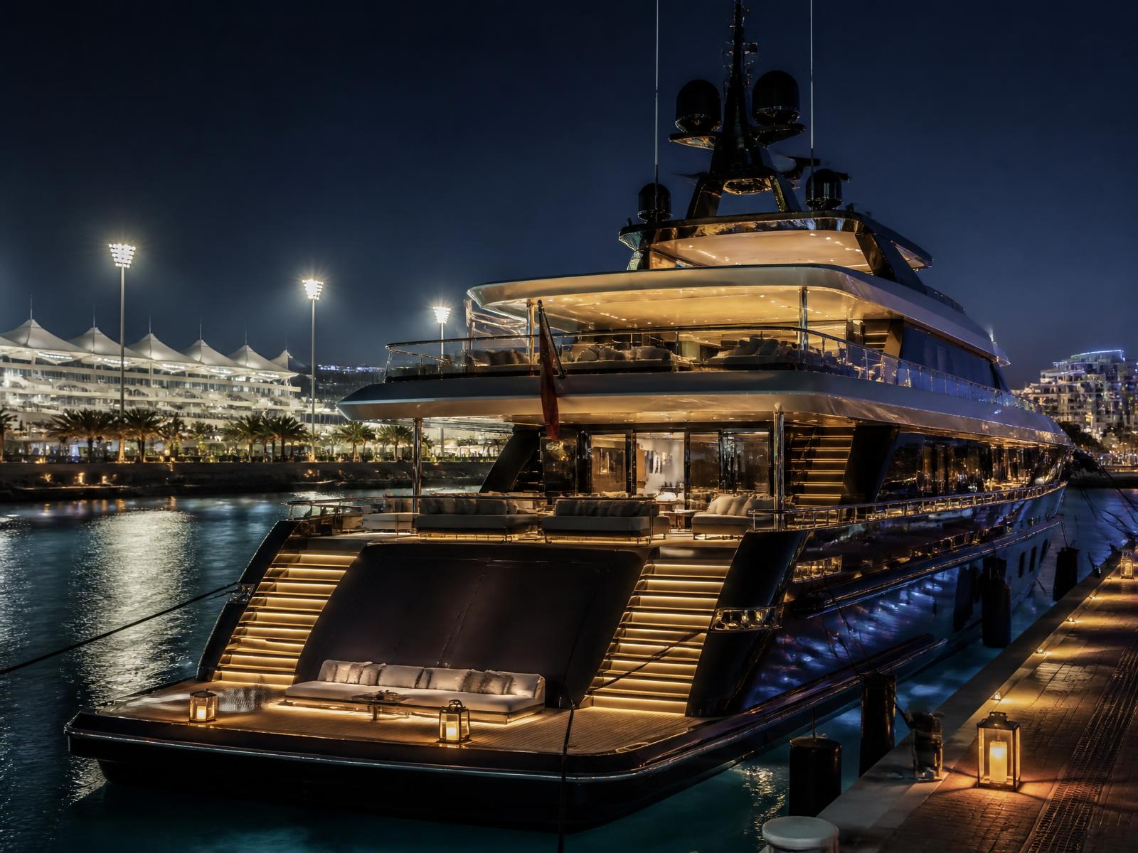 A private yacht prepared for a post-race extension from Abu Dhabi