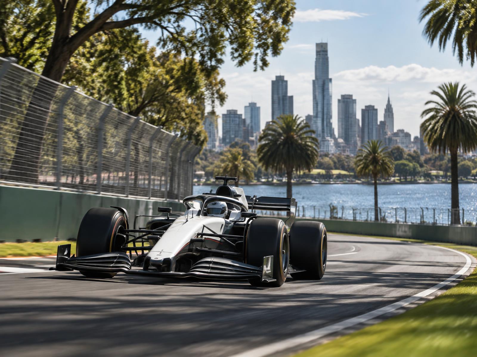 Open-wheel race car at a Melbourne park circuit