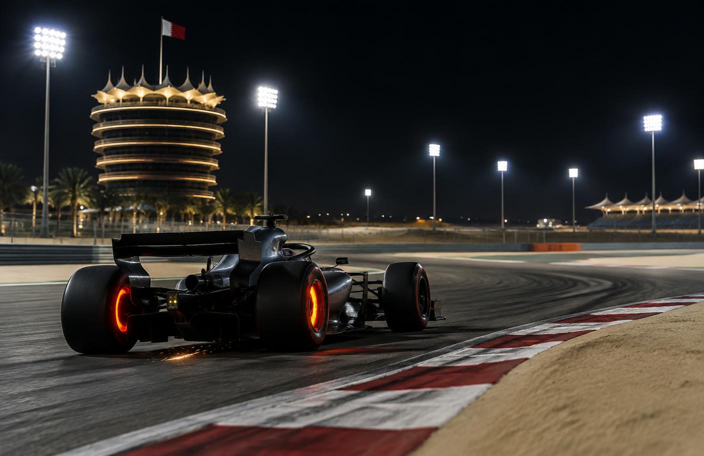 Bahrain International Circuit braking zone at night
