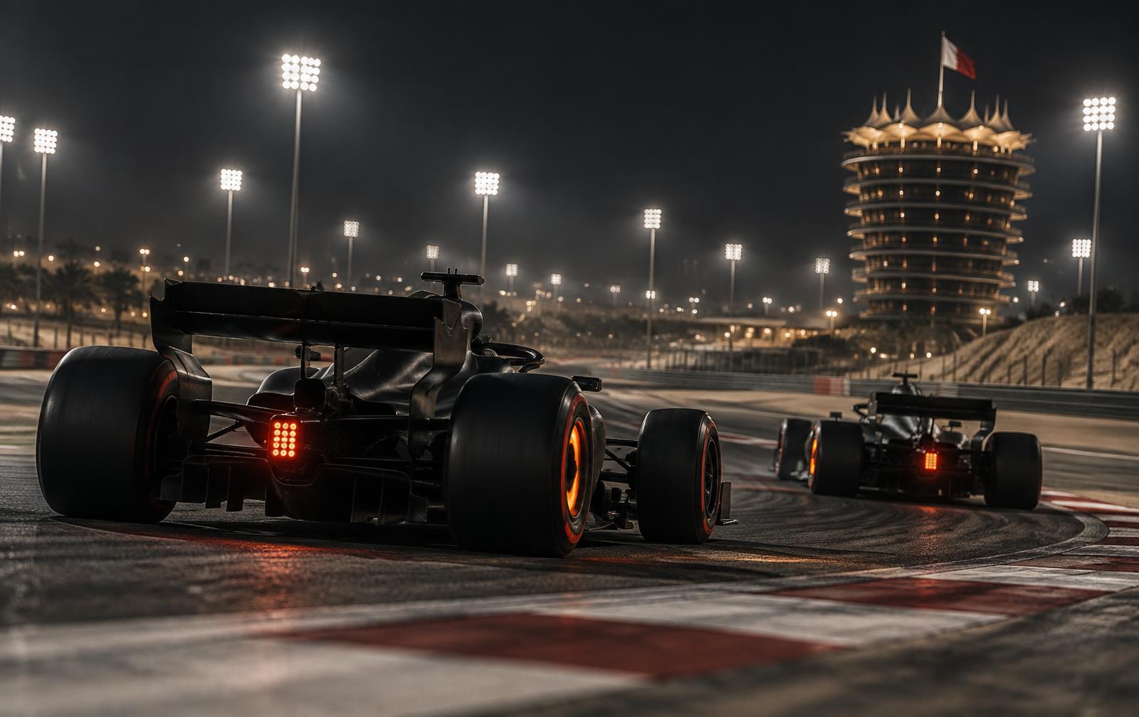 Floodlit desert race circuit in Bahrain