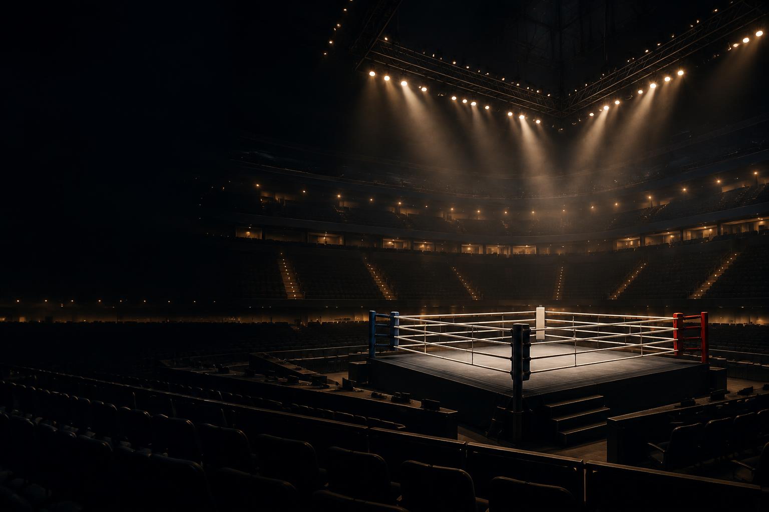 Illustrative generic boxing arena; not the fighters, stadium or actual bout