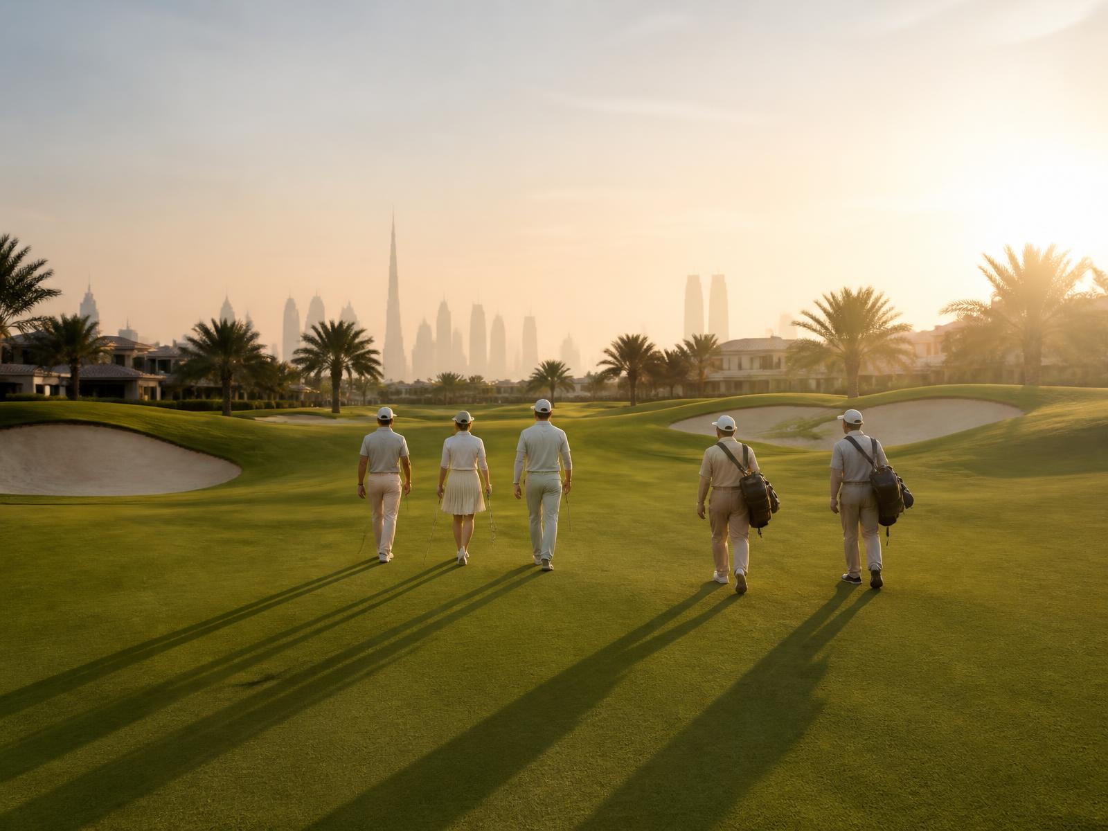 Private golf group walking a Dubai fairway