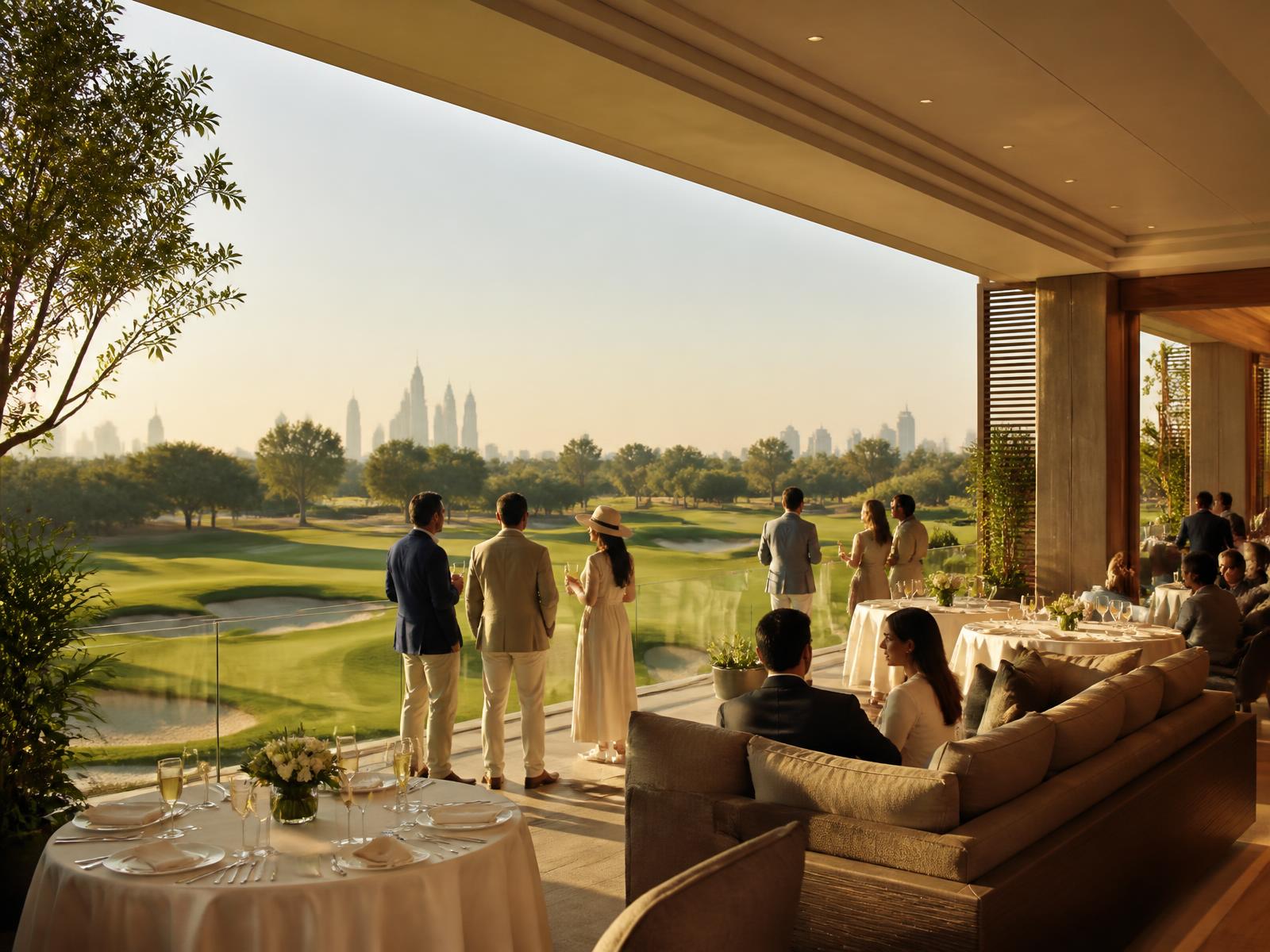 Elegant tournament hospitality overlooking championship golf