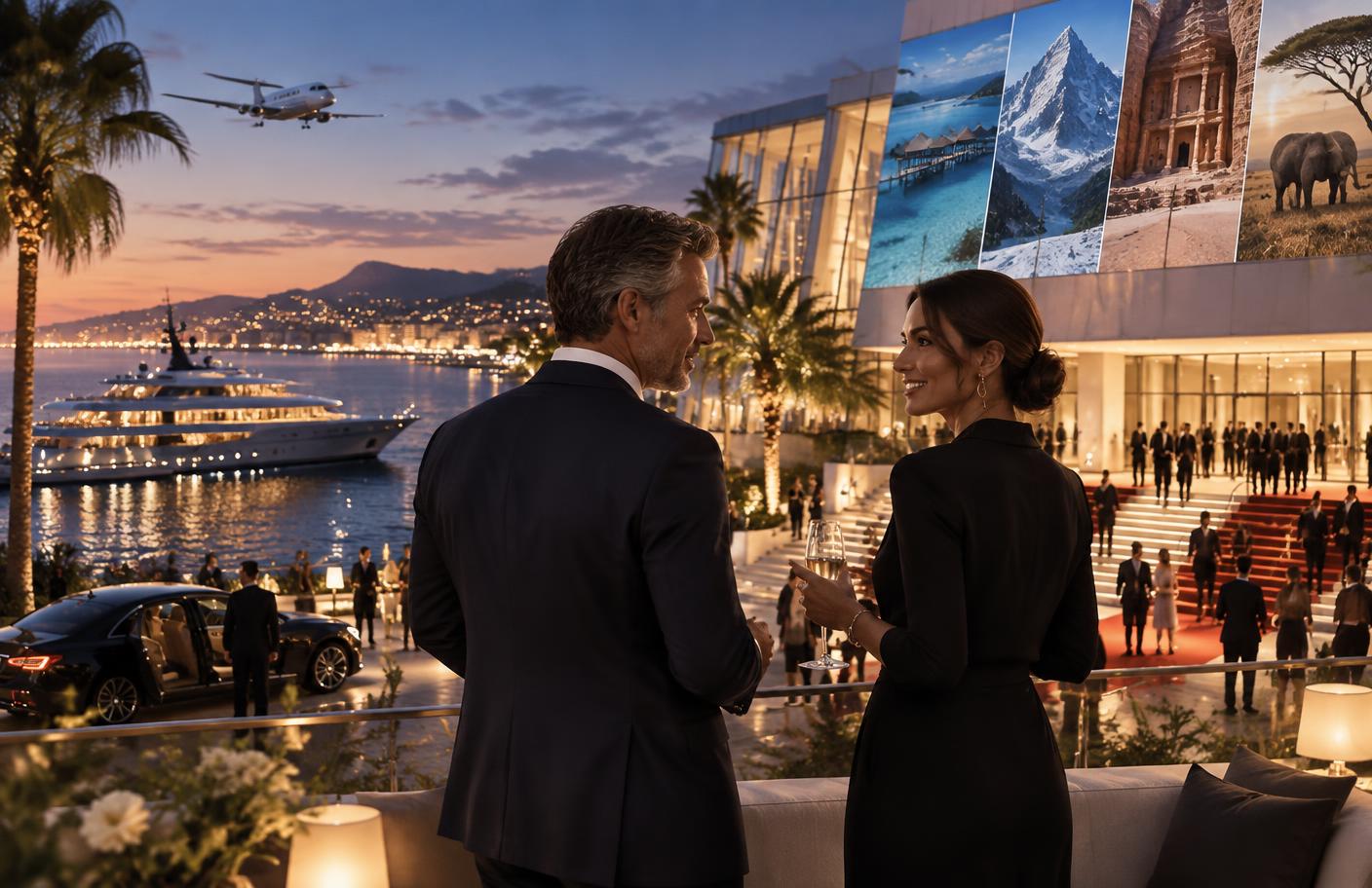 Cannes at twilight after ILTM business meetings