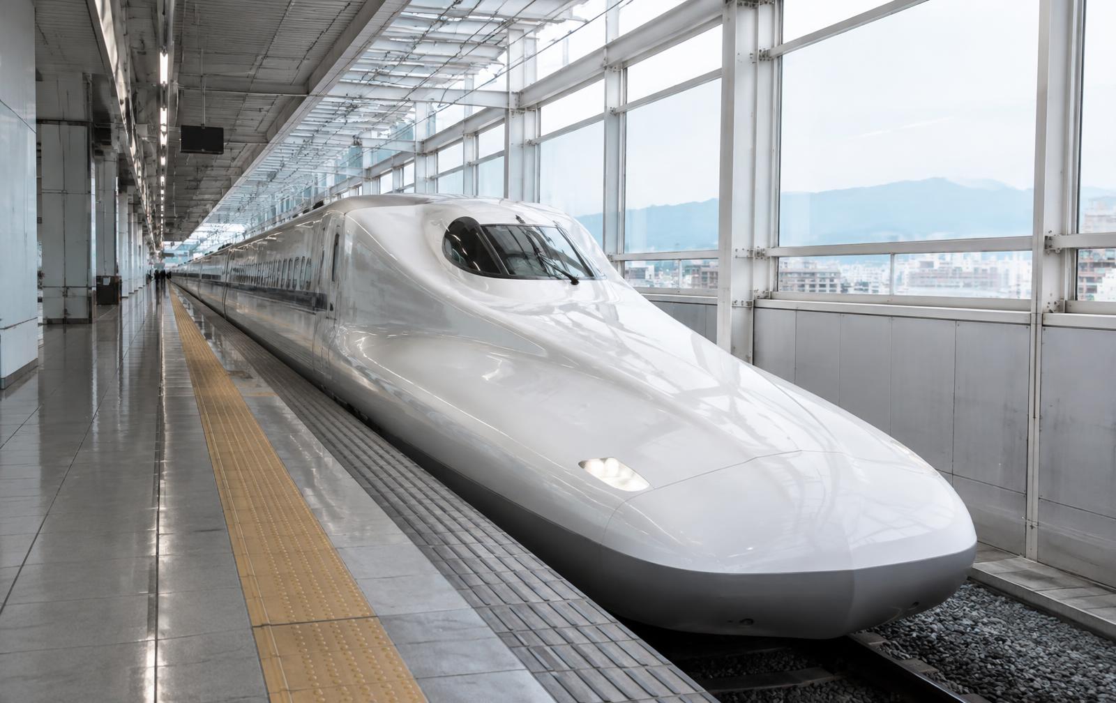 High-speed train at a modern Japanese station platform