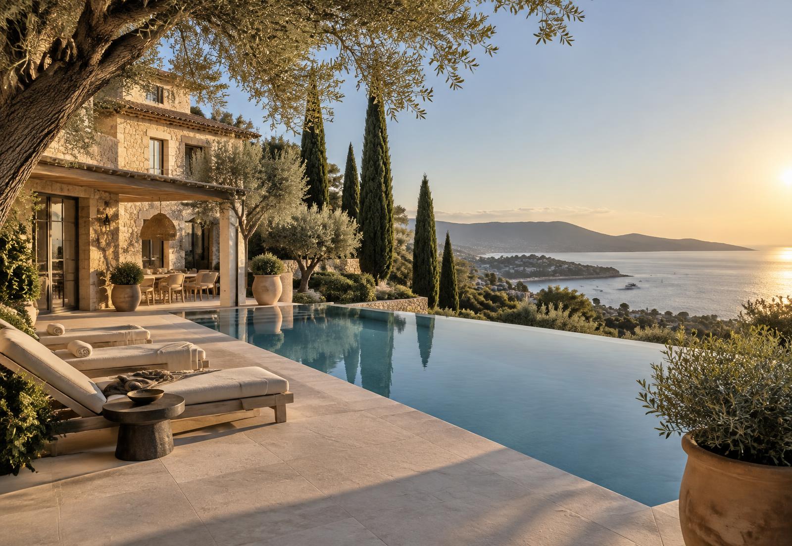 Provençal luxury villa with an infinity pool overlooking the Mediterranean near Saint-Tropez