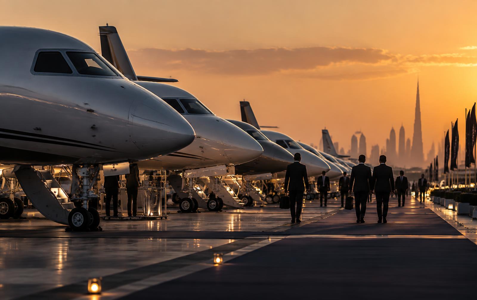 Business jets at Dubai World Central for MEBAA Show