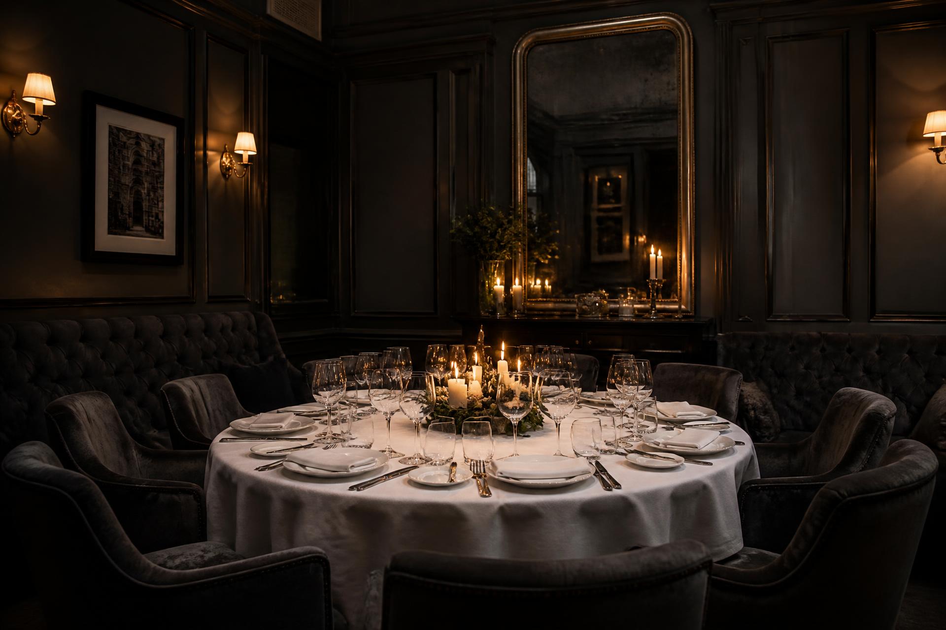Candlelit private dining salon in Paris