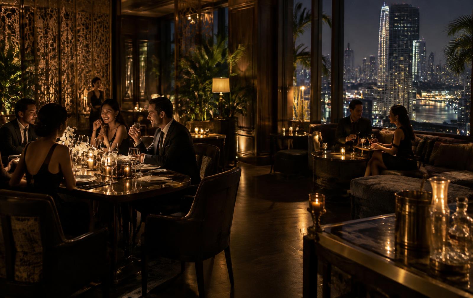 Elegant late-night dining room and bar in Singapore