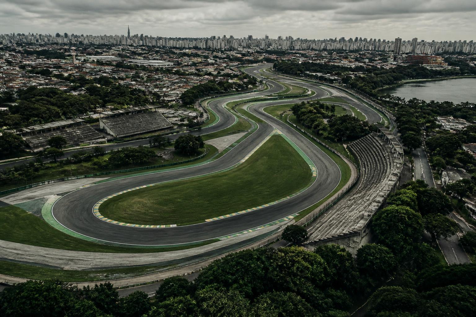 Aerial view of an undulating circuit in São Paulo
